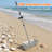 Stainless Steel Beach Sand Sifter, Beach Sand Shovel with Shell Basket, 133 cm Adjustable Sand Shovel with Three Piece Handle 20×40 cm Basket, Sand Shovel and Digging Tools Silver White