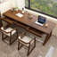 Bureau rectangulaire à 3 tiroirs en bois massif brun noisette-906467567