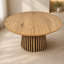 Table basse extensible en bois avec plateau ovale et pieds à lattes