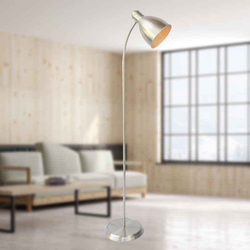 Oey 137cm Task Floor Lamp, Satin Nickel