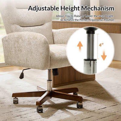 Caden Modern Chenille Simple Assembly Wingback Executive Chair with Adjustable Height and Curved Armrests