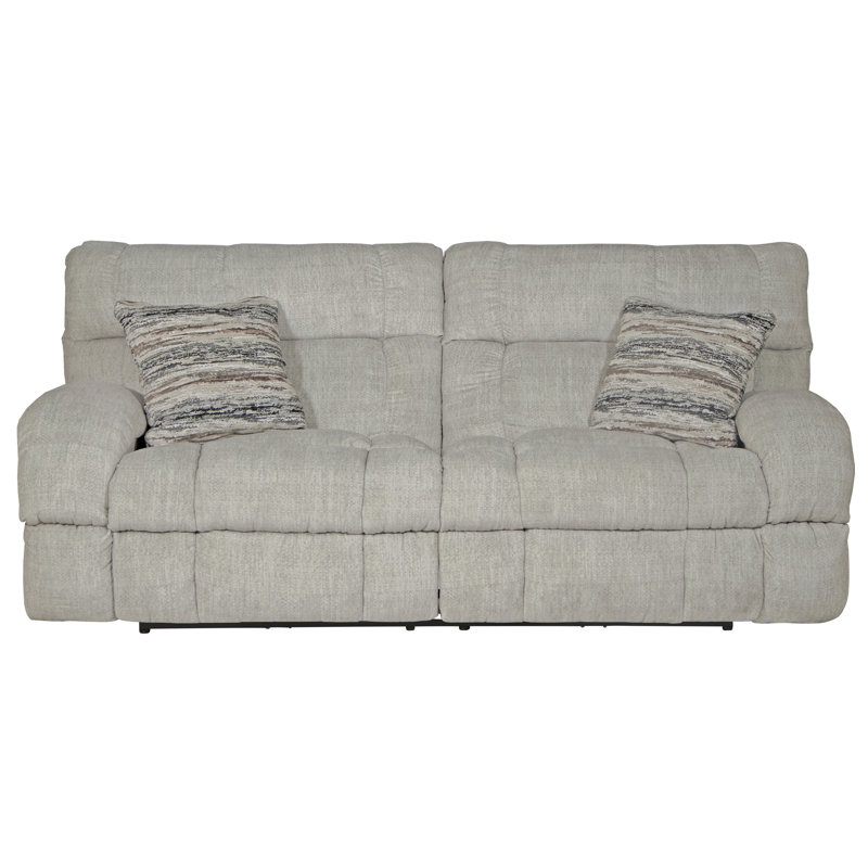 Annaliisa Upholstered 93'' Reclining Sofa, Beige Polyester, Manual