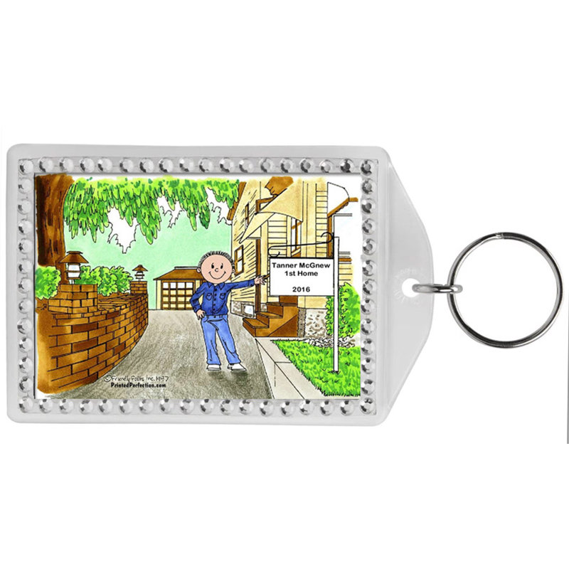 Porte-clés personnalisé avec bordure en strass pour homme, Oui