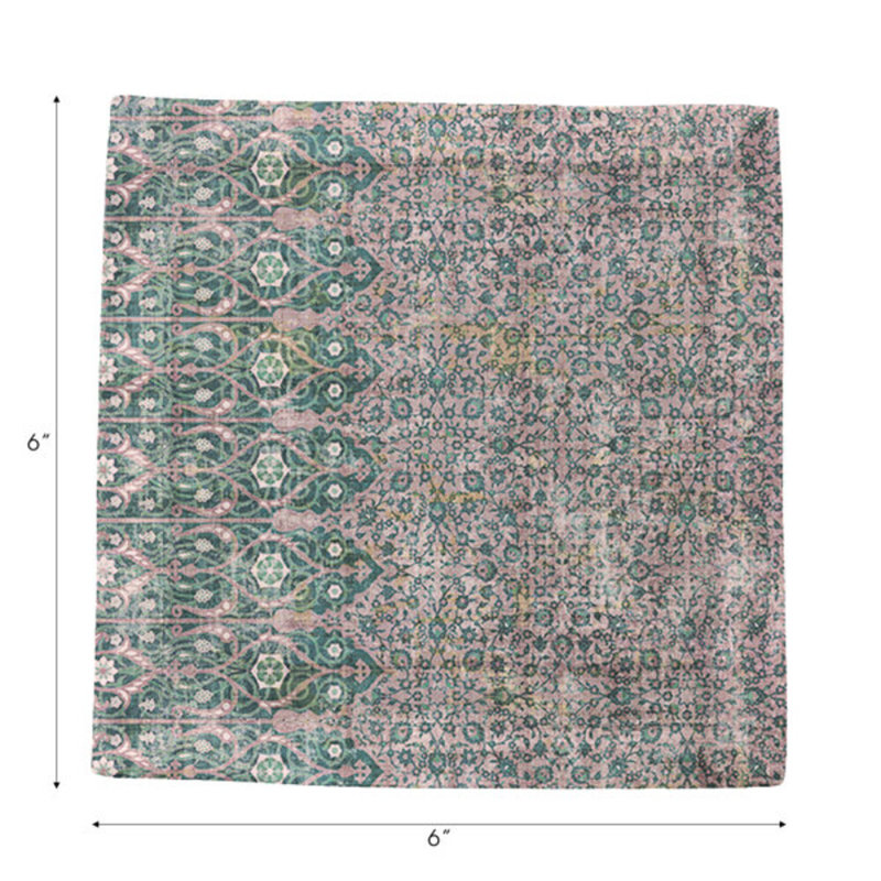 Square Napkins, Green Pink