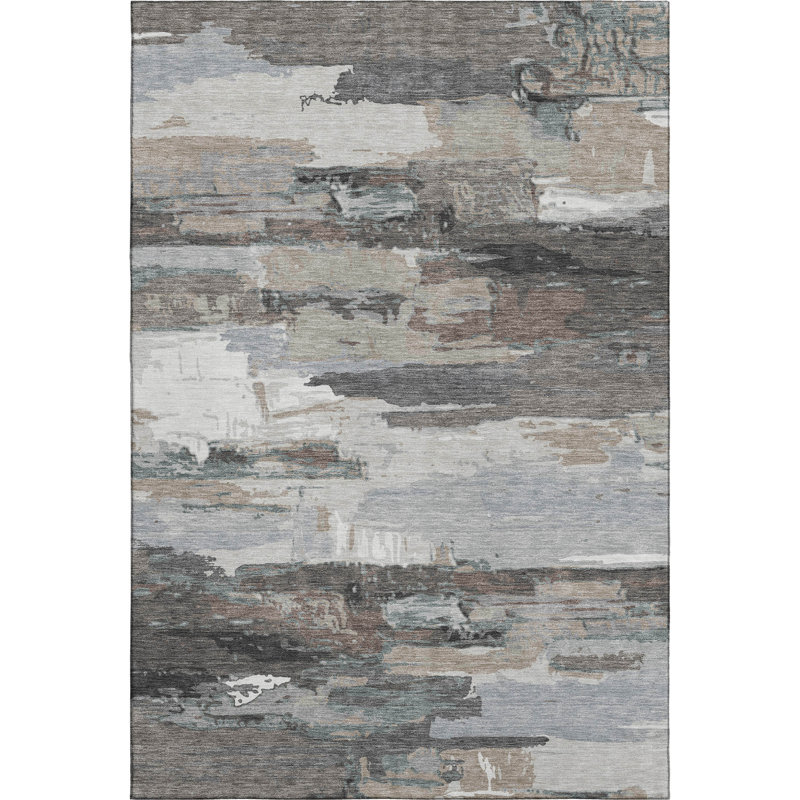 Premium Machine Washable Mayfield AMF2249 Abstract Rug, 8' x 10', Taupe