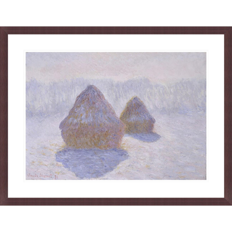 Bottes de foin (effet de neige et de soleil) par Claude Monet, impression giclée encadrée, H 22,76 po x l 29,5 po