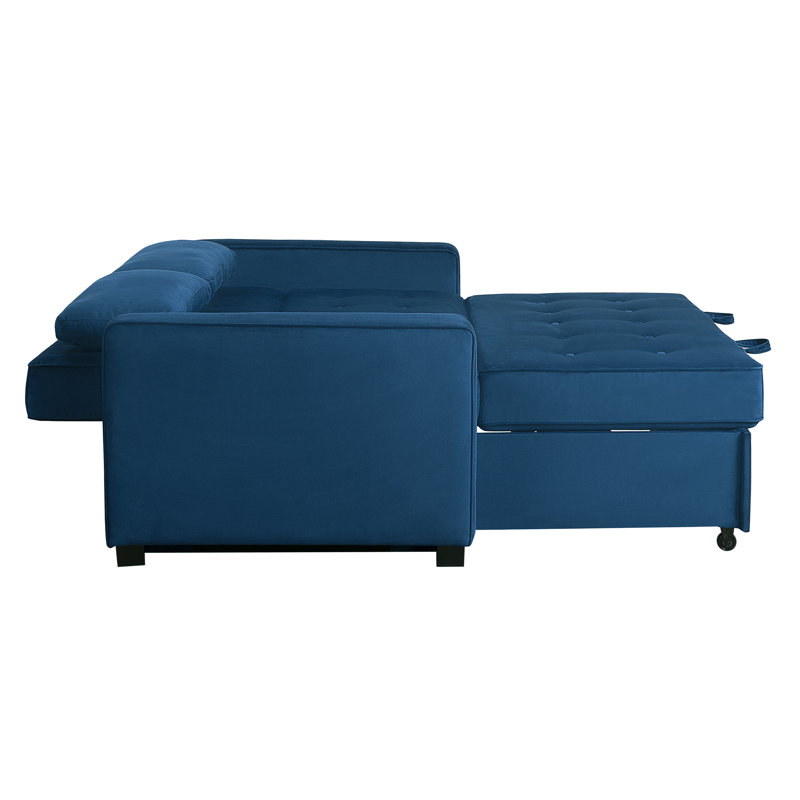 Keane Upholstered 66.5'' Sofa Bed, Navy Performance Microfiber