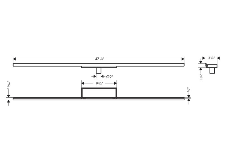hansgrohe RainDrain Minimalistic Complete Set 2", 47 1/4" Trim and Installation Set