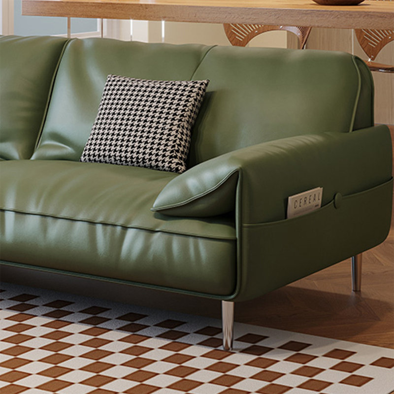 Green Genuine Leather Standard Sofa cushion Loveseat, 33.46" H x 70.87" W x 35.04" D