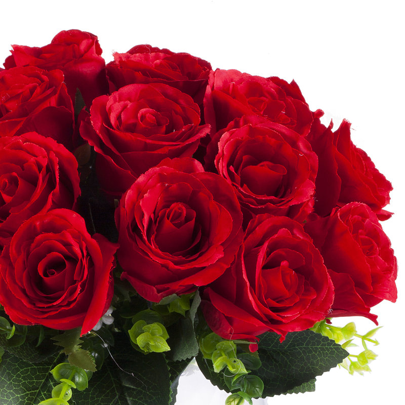 Arrangement floral de roes artificielles, Rouge