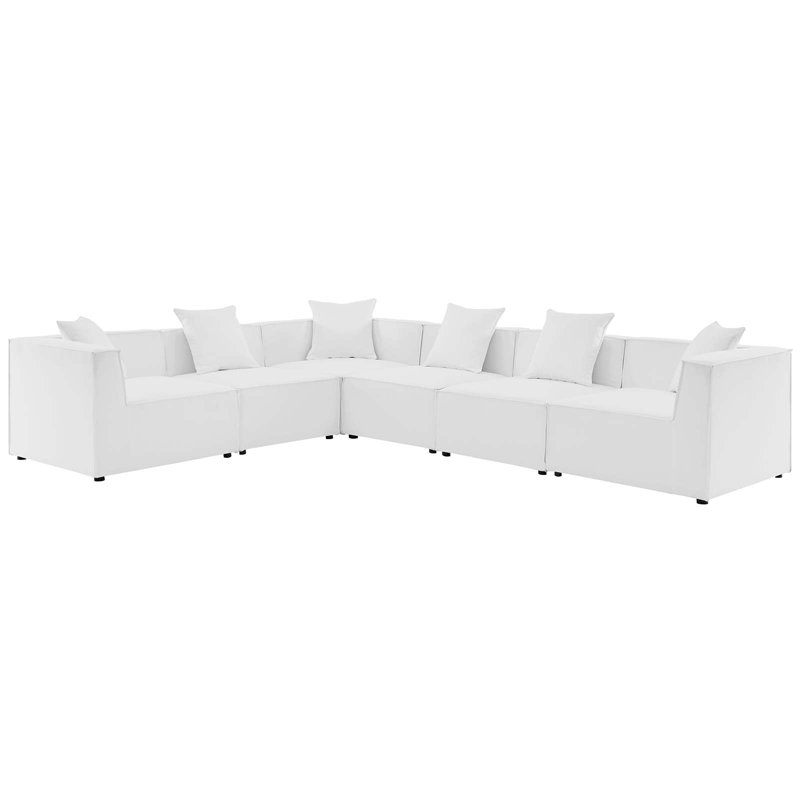 Saybrook Outdoor Patio Upholstered 6-Piece Sectional Sofa by Modway, White