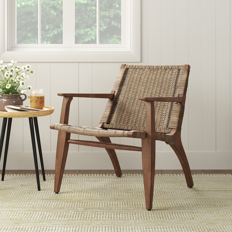 Babbs Woven Back Solid Wood Armchair