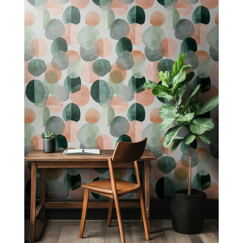 Décoration murale abstraite à motif de peler et coller vert