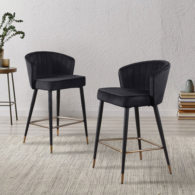 Sauter Upholstered Counter Stool with Metal Frame, Black