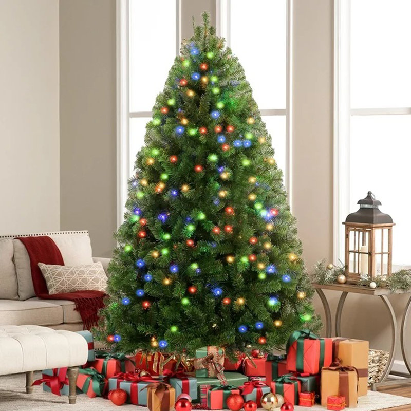 Arbre de Noël 6 pi avec 800 branches, 300 lumières pour la maison, le bureau et les fêtes, Multicolores
