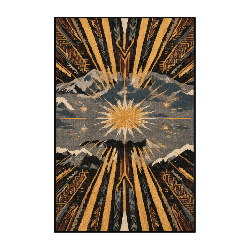 Washable Sunburst Horizon Southwestern Area Rug, Rectangle 6' x 9'