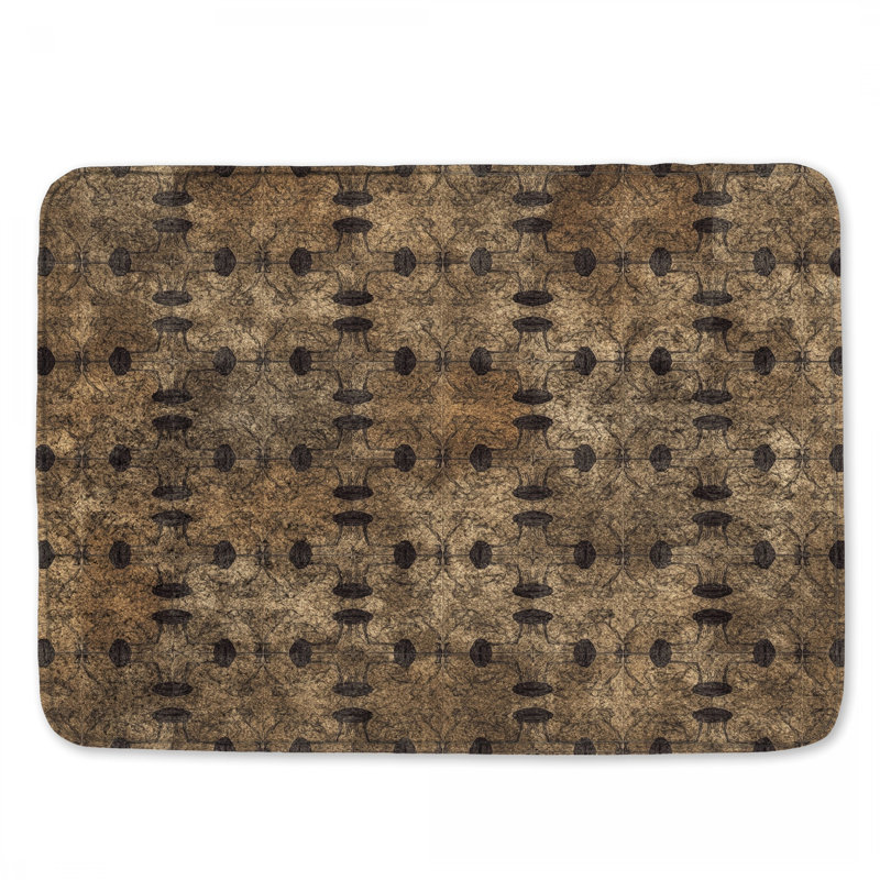 Tapis de bain brun à motif rétro, L 34 po x L 21 po