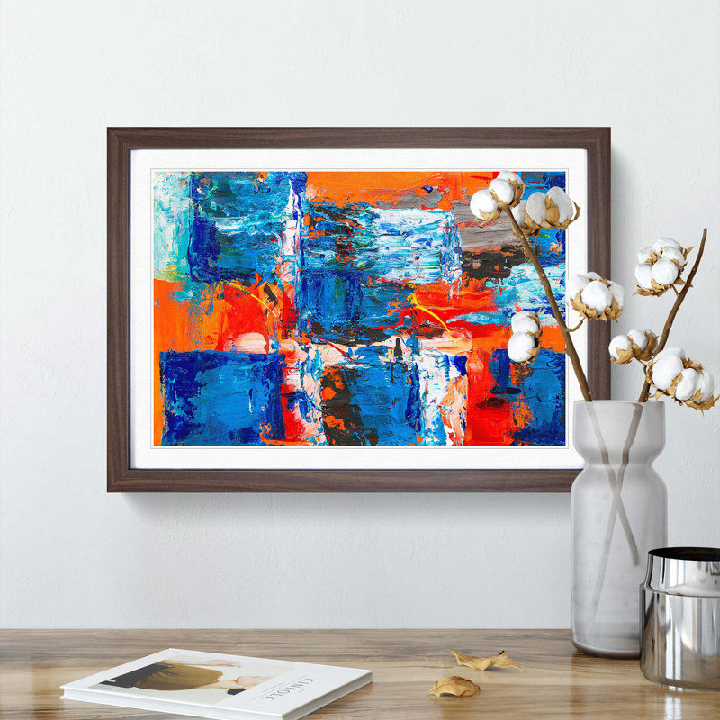 Abstract Art Painting Vol.336 by S.Johnson - Framed Print, 36cm H x 48cm W x 2cm D, Walnut Framed