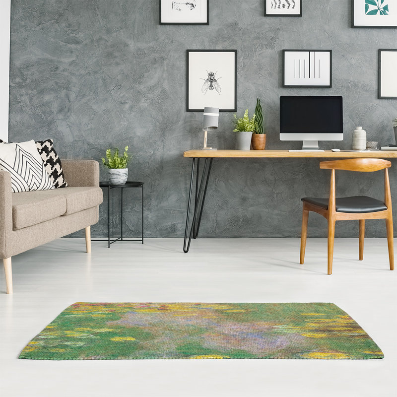 Tapis vert/jaune lilies reflection water, Rectangle 2 pi x 3 pi