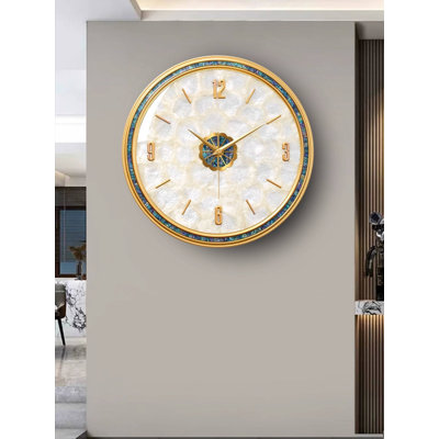 Elegant Modern Alloy Wall Clock with Gold Numerals & Silent Movement