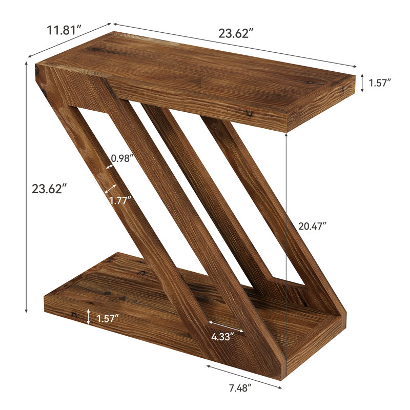 Solid Wood Side Table，2-Tier End Table
