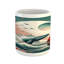 Wrought Studio Nautical Ceramic Coffee Mug Whale Sakura Spring Ocean 11 oz Teal Blush and Dark Coral