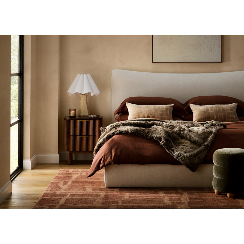 Otterville Geometric Throw Pillow, 12"H x 21"W, Feather, Nutmeg Rust Block