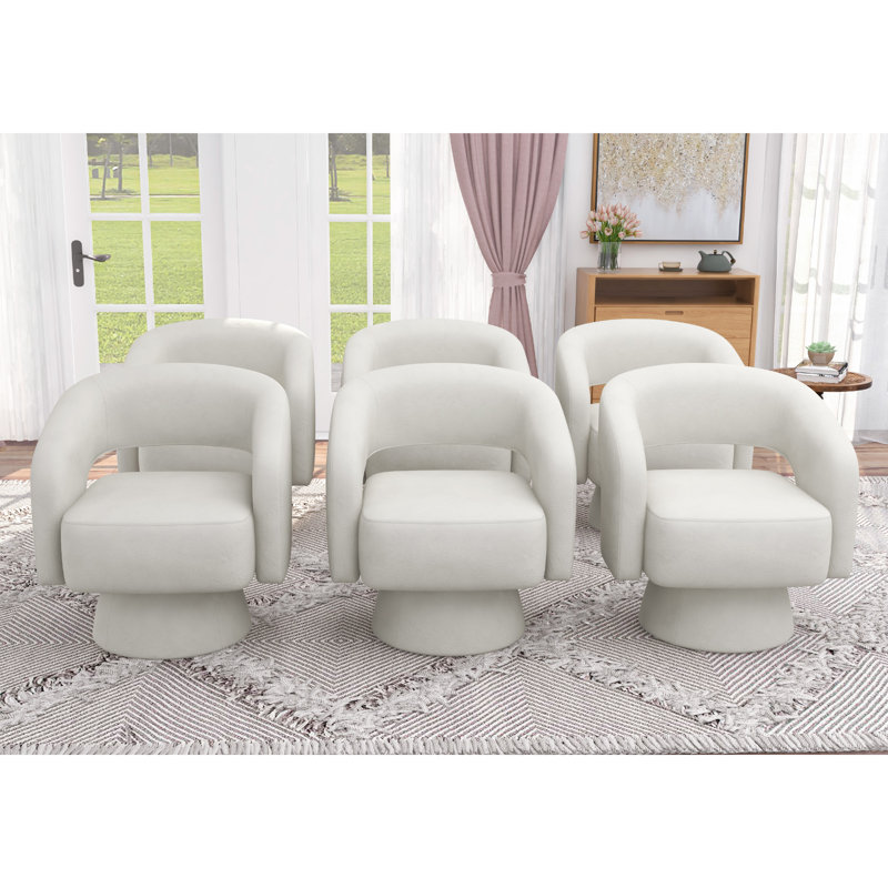 Markeita 27.8''Wide Modern Soft Microfiber Swivel Accent Chair with Unique Backrest Design, Beige, 6