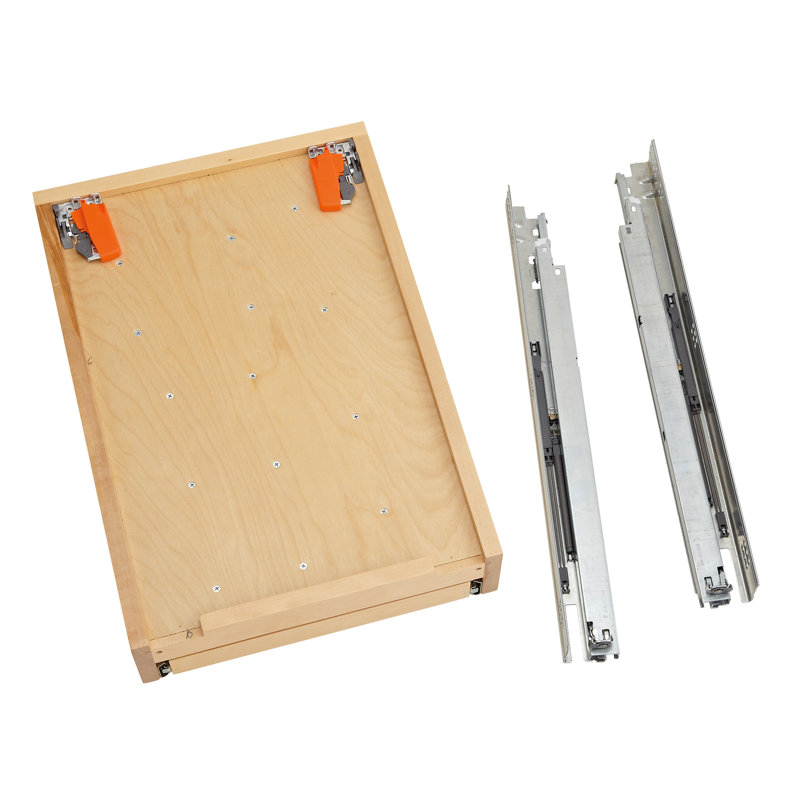 Wood Base Cabinet Two-Tier Replacement Drawer System W/ Soft-Close, 4.32" H x 22.5" W x 21.65" D