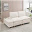 Un canapé double de 74 pouces élégant et simple, un canapé en flanelle beige clair, avec porte-gobelet, dossier réglable et compartiment de rangement, convient au salon, à la chambre à coucher et au balcon.