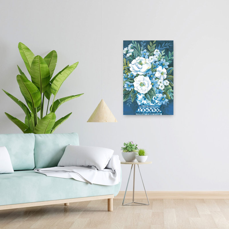 Art de printemps pivoines bleues et élégantes, H 24 po x l 16 po