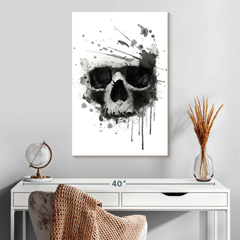 Hitzel Dark Blotted Skull, 30" H x 20" W