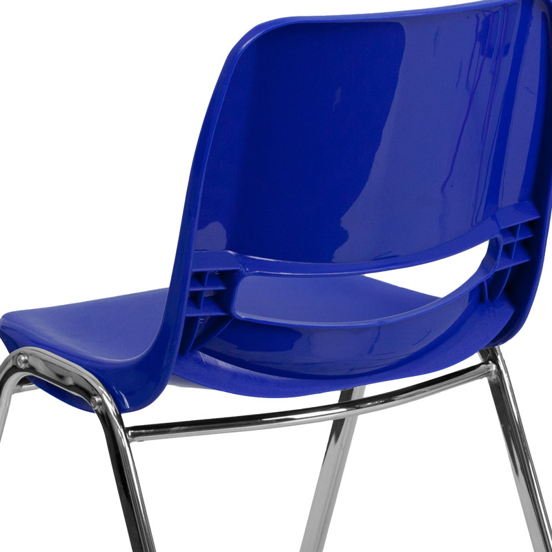 Chaise empilable ergonomique Lena, Chrome, Bleu, 5