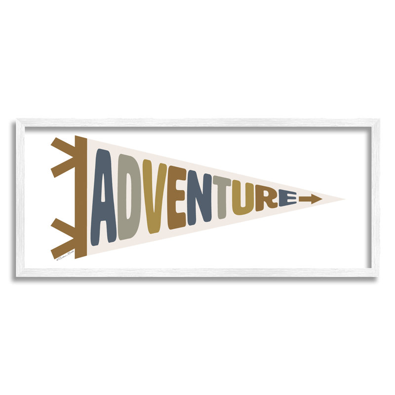 Kid's Adventure Sports Drapeau Flèche droite directionnelle, H 10 po x l 24 po x P 1,5 po, Giclée encadrée blanc bord de mer