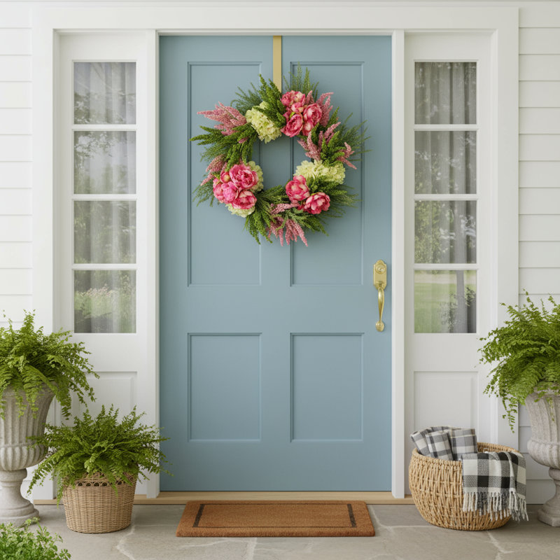 Spring Wreath with Peonies and Heather