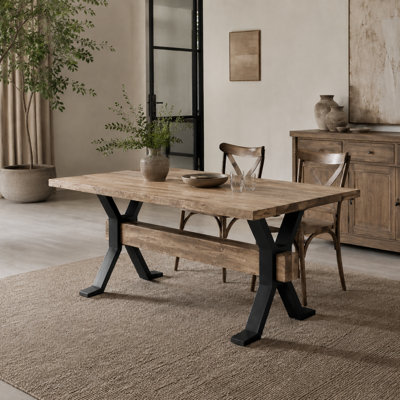 Table de salle à manger en pin récupéré de 90 po de largeur Watchtower