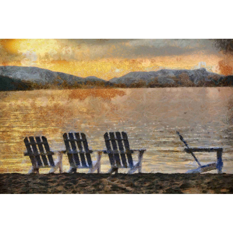 Chaises Adirondack - peinture sur toile tendue, H 24 po x l 36 po