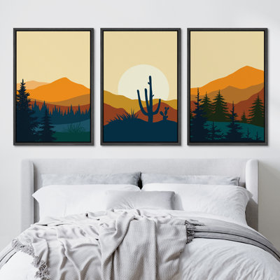 Southwest Desert Plant Mountain Landscape Nature Digital Modern Art Rustic Landscape
