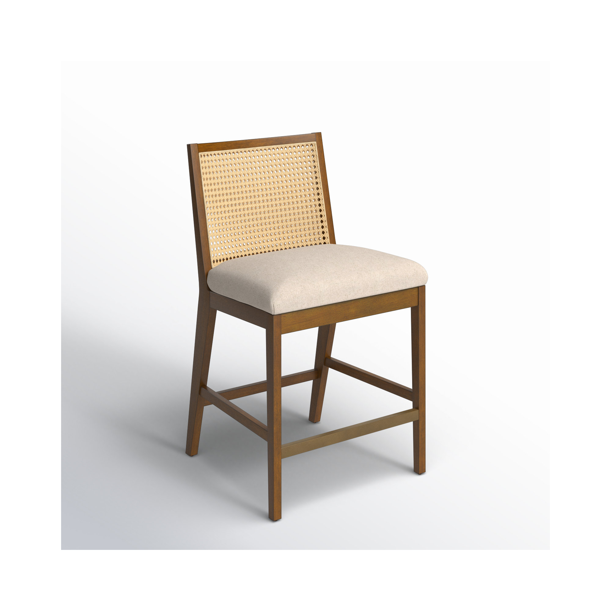 Sergi Cane Stool, Counter Stool (27" Seat Height), Brown/Natural/Taupe