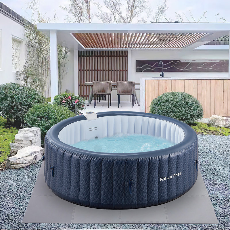 Tapis de spa de 1/7 po d'épaisseur 77,2 po, coussin gonflable de bain à remous extérieur, imperméable, antidérapant, durable, lavable, protecteur de plancher de piscine,