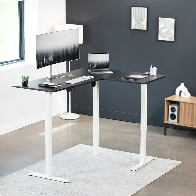 Bureau debout d'angle électrique VIVO, Noir / blanc