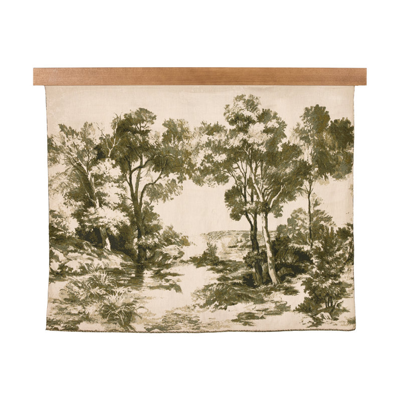 Toile Solid Wood Wall Hanging, Smoked Black/Toile Moss