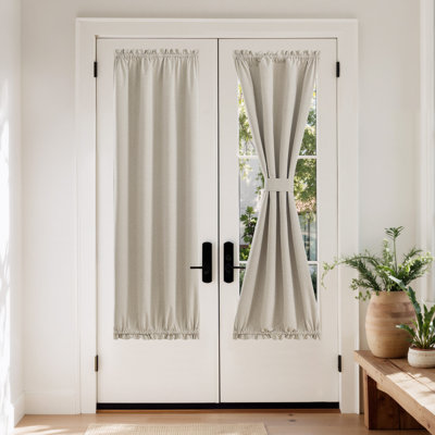  100% Blackout Curtain for Door Window, Privacy Room Darkening Shade Thermal Insulated French Door Curtain with Tie Back, Elegant Home Decoration, 1 Panel