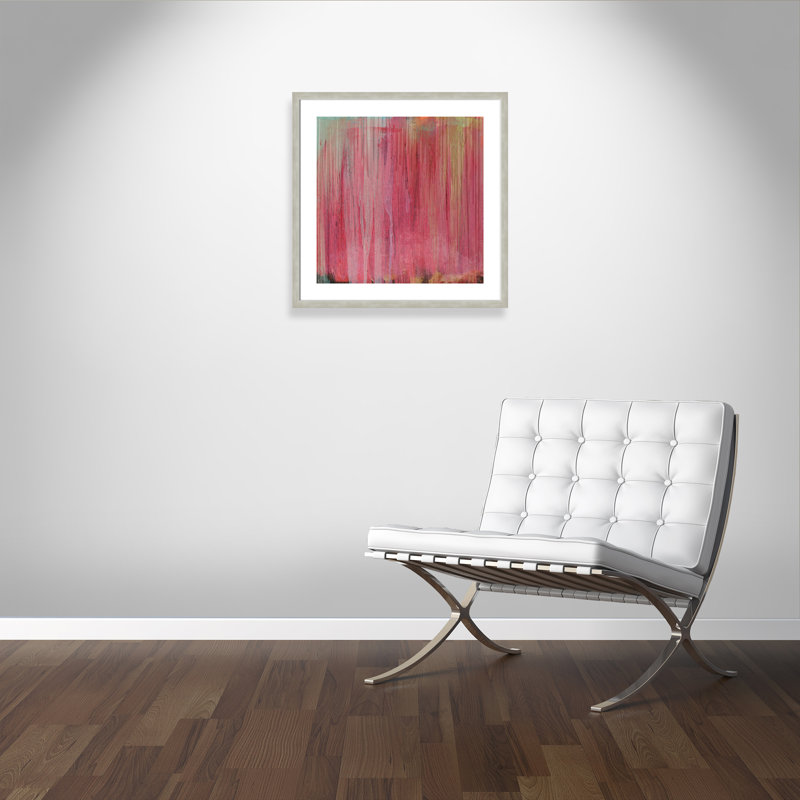 Cascade rose - peinture encadrée, Argent chaleureux, H 28 po x l 28 po x P 1,13 po