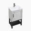 Petit meuble-lavabo de 20 po avec lavabo et robinet d'eau chaude et froide, armoire de salle de bain autoportante avec lavabo en céramique blanche, rangement pour salle de bain avec 1 porte et tablette ouverte en fer