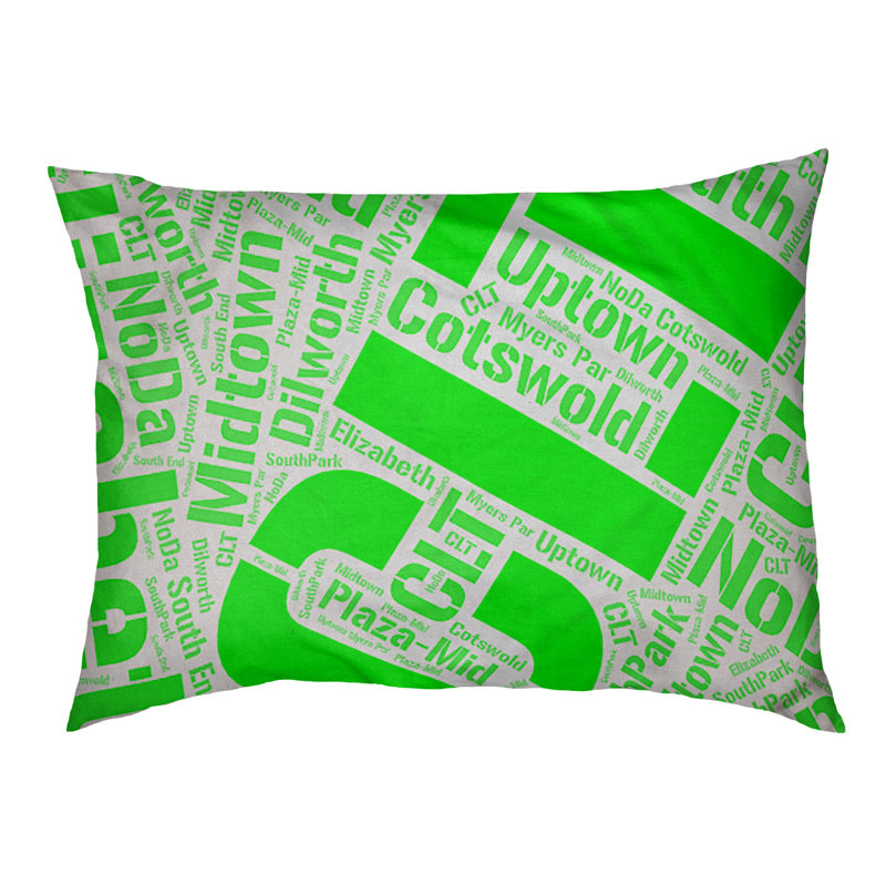 Coussin de chien « districts », Grand (l 40 po x P 30 po x H 14 po), Charlotte, Vert