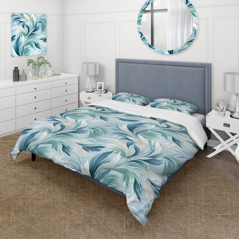 Azure Breeze Tropical Pattern III - Ensemble de housse de couette tropical, Housse de couette pour grand lit et 2 taies décor