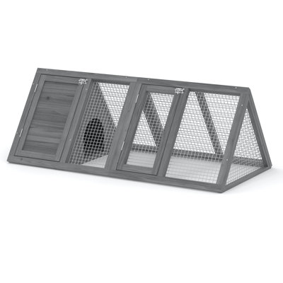 Rabbit Hutch Outdoor Small Chicken Coop Wooden Triangle Cage W/ Run And Ventilated Wire Mesh For Quail Reptile Small Animal