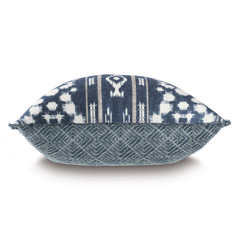 Luxurious 22" Square Ikat Fringed Throw Pillow with Insert
