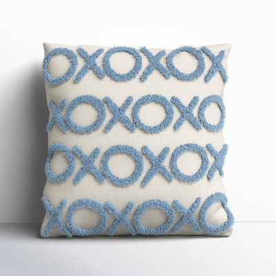 Casual Tufted XOXO Square Cotton Pillow Cover & Insert